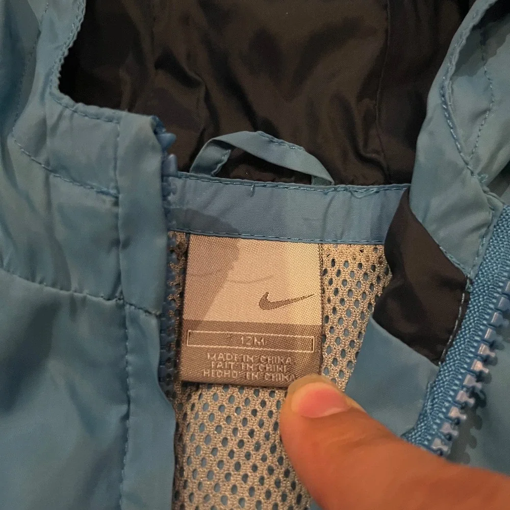 Vtg Nike Windbreaker Kids 12M Blue Just Do It Hooded‎ Full Zip Jacket Mesh Lined